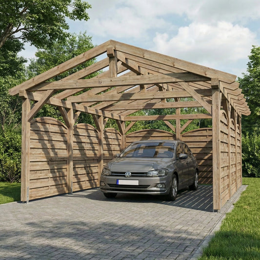 Einzelcarport Typ 002 Satteldach 20°  B= 4,00m x L= 5,94m